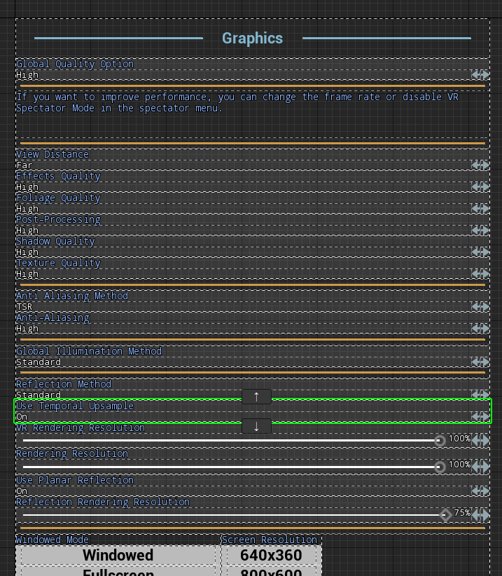 Settings page